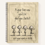 Schattigee Stick Figuur Doodle Papier Aangepaste N Notitieboek (Voorkant)