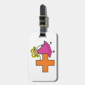 Schattigee Stick Figuur Meisje met Plus Sign Bagagelabel (Voorkant verticaal)