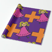Schattigee Stick Figuur Meisje met Plus Sign Cadeaupapier (Uitgerold)