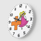 Schattigee Stick Figuur Meisje met Plus Sign Grote Klok (Hoek)