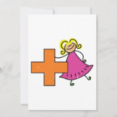 Schattigee Stick Figuur Meisje met Plus Sign Kaart (Voorkant)