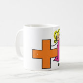 Schattigee Stick Figuur Meisje met Plus Sign Koffiemok (Voorkant links)