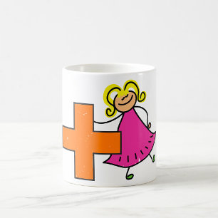 Schattigee Stick Figuur Meisje met Plus Sign Koffiemok