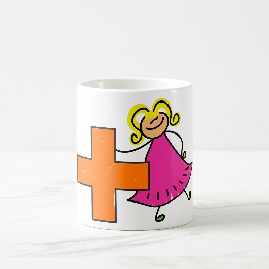 Schattigee Stick Figuur Meisje met Plus Sign Koffiemok