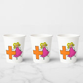 Schattigee Stick Figuur Meisje met Plus Sign Papieren Bekers