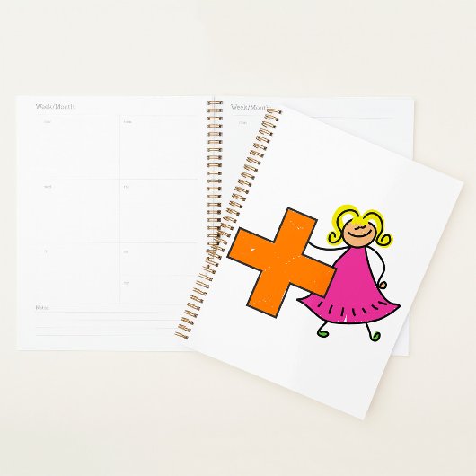 Schattigee Stick Figuur Meisje met Plus Sign Planner