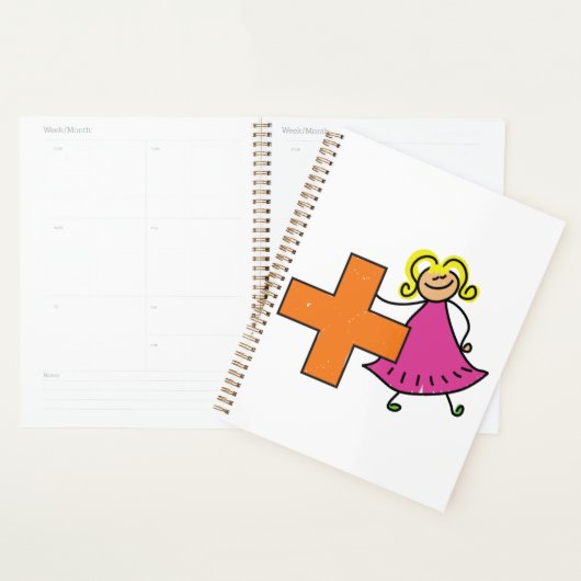 Schattigee Stick Figuur Meisje met Plus Sign Planner (Display)