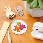 Schattigee Stick Figuur Meisje met Plus Sign Sleutelhanger