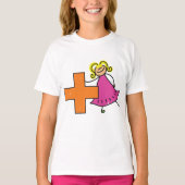 Schattigee Stick Figuur Meisje met Plus Sign T-shirt (Voorkant)