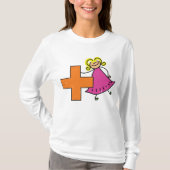 Schattigee Stick Figuur Meisje met Plus Sign T-shirt (Voorkant)