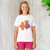 Schattigee Stick Figuur Meisje met Plus Sign T-shirt