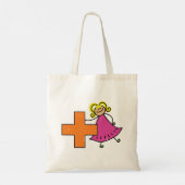 Schattigee Stick Figuur Meisje met Plus Sign Tote Bag (Achterkant)