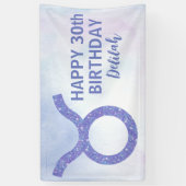 Schattigee Stier Teken Aangepaste Paarse Verjaarda Spandoek (Verticaal)