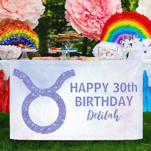 Schattigee Stier Teken Aangepaste Paarse Verjaarda Spandoek