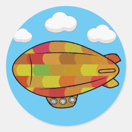 Schattigee  Stijl Blimp Ballontekening Ronde Sticker (Voorkant)