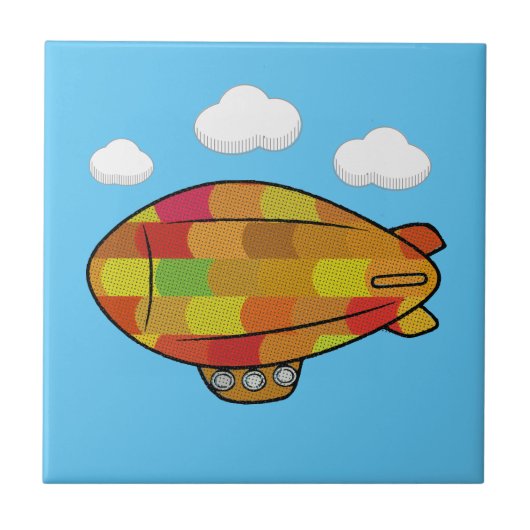 Schattigee Stijl Blimp Ballontekening Tegeltje (Voorkant)