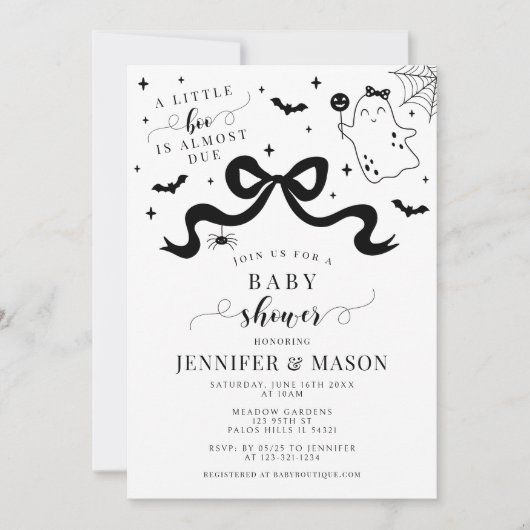 Schattigee Stijlvolle Little Boo Ghost Bow Baby Gi Kaart (Voorkant)