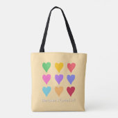Schattigee Stijlvolle Regenboog Multi kleur 9 Hart Tote Bag (Achterkant)