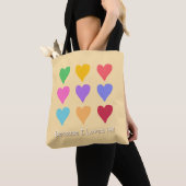 Schattigee Stijlvolle Regenboog Multi kleur 9 Hart Tote Bag (Dichtbij)