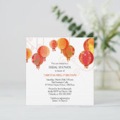 Schattigee stijlvolle rode lantaarns bruids douche kaart (Staand voorkant)