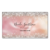 Schattigee stijlvolle roos gouden faux glitter mon magnetisch visitekaartje (Voorkant)