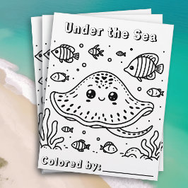 Schattigee Sting Ray in het Zee | Kleurplaat van k Flyer