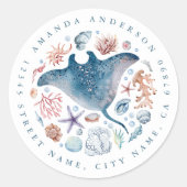 Schattigee Stingray ronde Stickers (Voorkant)