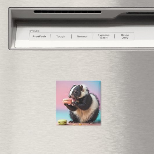 Schattigee stinkdier eten kleurrijke macarons magneet (Insitu (Vaatwasser))