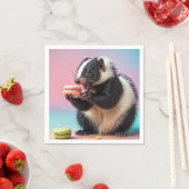 Schattigee stinkdier eten kleurrijke macarons servet (Insitu)