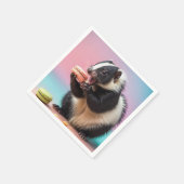 Schattigee stinkdier eten kleurrijke macarons servet (Hoek)