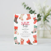 Schattigee Stocking Christmas Party Save the Date Feestdagenkaart (Staand voorkant)