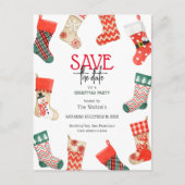 Schattigee Stocking Christmas Party Save the Date Feestdagenkaart (Voorkant)