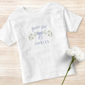 Schattigee Stoffige Blauwe Boog & Bloemen Naam Blo Kinder Shirts