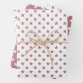 Schattigee Stoffige Roze Sterren Kerst Inpakpapier Vel (In situ)
