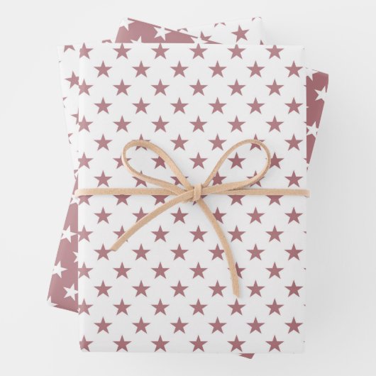Schattigee Stoffige Roze Sterren Kerst Inpakpapier Vel (In situ)