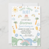 Schattigee Stomp Chomp Roar Dinosaurus 1e verjaard Kaart (Voorkant)