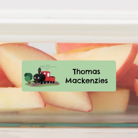 Schattigee stoomtrein locomotief cartoon gepersona labels (Aangebracht)