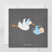 Schattigee Stork Chalkboard Boy Baby shower Uitnod Kaart (Achterkant)