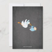 Schattigee Stork Chalkboard Boy Baby shower Uitnod Kaart (Achterkant)