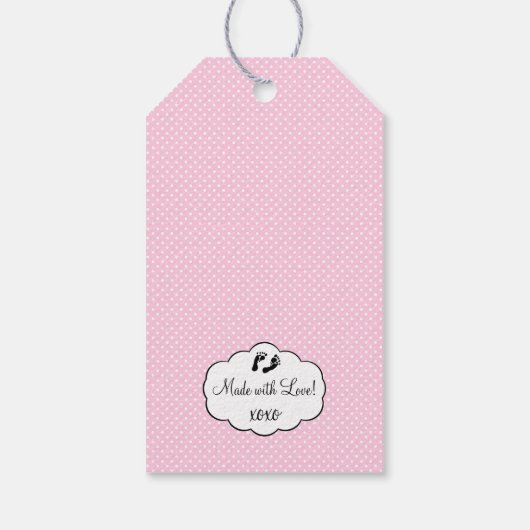 Schattigee Stork Roze Baby shower Gast Favor Cadeaulabel (Achterkant)