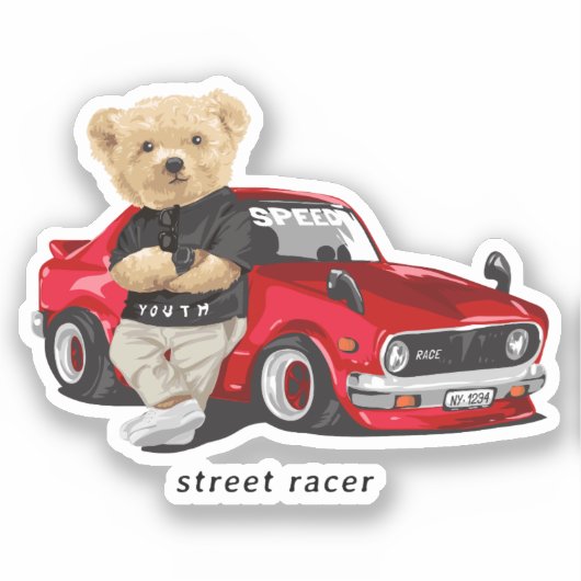 Schattigee straat auto racer sticker (Voorkant)