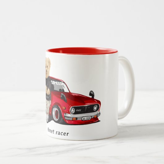 Schattigee straatrace tweekleurige koffiemok (Voorkant rechts)