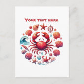 Schattigee strand aanpasbare krab liefhebbers briefkaart (Voorkant)