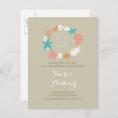 Schattigee strand bruiloft save the date aankondigingskaart (Voorkant / Achterkant)