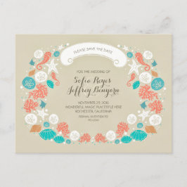 Schattigee strand bruiloft save the date Briefkaar Aankondigingskaart