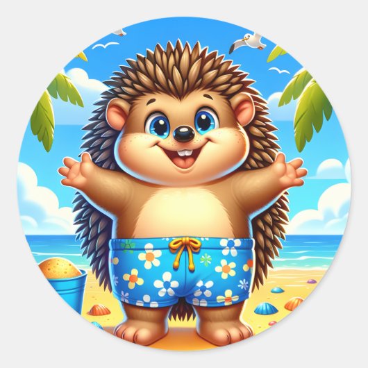 Schattigee strand egel liefhebbers ronde sticker (Voorkant)