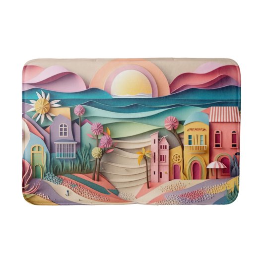 Schattigee strand huis scene badmat (Voorkant)