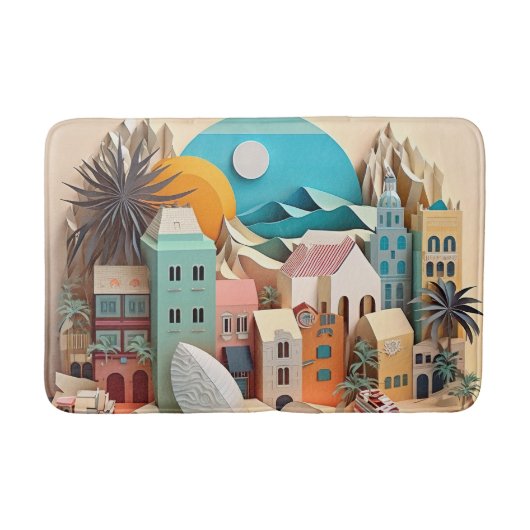 Schattigee strand huis scene badmat (Voorkant)