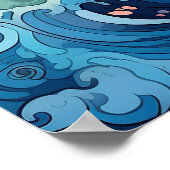 Schattigee strand oceaangolven poster (Hoek)
