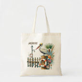 Schattigee strand pelikaan liefhebbers voeg naam t tote bag (Voorkant)